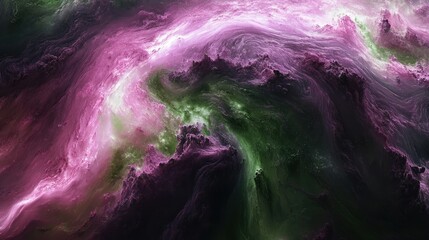 Wall Mural - Abstract swirling nebula in purple, green, and white.