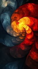 Poster - Abstract Swirling Vortex of Fire and Ice Digital Painting Artwork