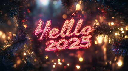 Wall Mural - New Year Greeting Card with Glowing 