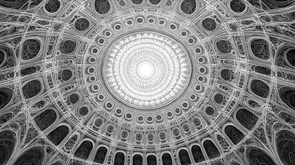Poster - Intricate monochrome dome ceiling architecture.