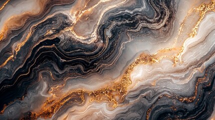 Aufkleber - A mesmerizing display of mocha mousse marble showcases fluid patterns in shades of brown, gray, and gold. The intricate veins create a luxurious visual that inspires art and design