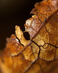 Canvas Print - Close-up of a dry brown leaf texture