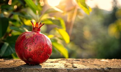 Wall Mural - pomegranate at sunset: a vibrant still life