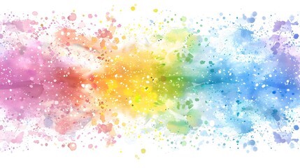 Poster - Rainbow watercolor splash background.
