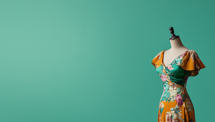 Wall Mural - Presentation fashion design wallpaper with large blank space for text. Generative AI.	