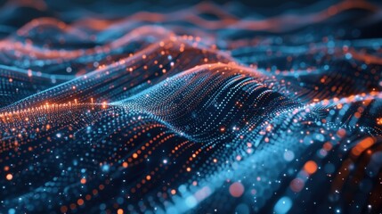 Poster - Abstract visualization of big data flowing and connecting like a digital wave, representing the constant exchange of information in the digital age