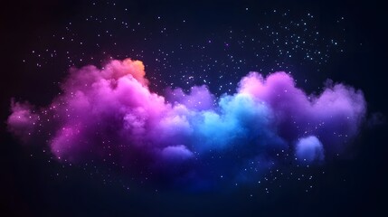 Poster - Vibrant cosmic clouds with purple, blue, and orange hues against a dark background, speckled with stars.