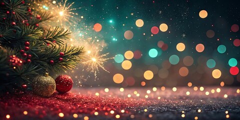 Poster - A Christmas tree with a red ball on top of it