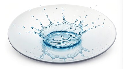 Poster - a white plate with a blue splash of water on it