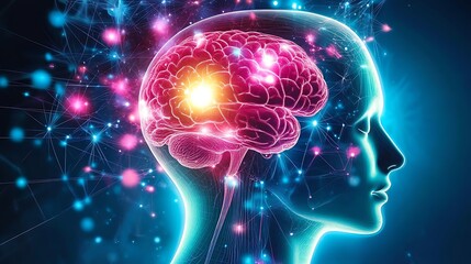 Aufkleber - Artistic human brain Futuristic with the relationship of Activity Complex neural networks dynamic energy for the concept of Representation Visualization of cognitive processes.
