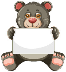 Wall Mural - Cute Bear Holding Blank Sign