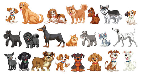 Wall Mural - Adorable Cartoon Dogs Collection