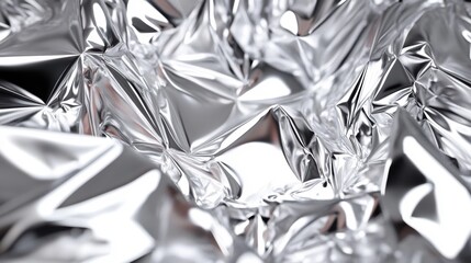 Poster - The crinkled surface of silver foil reflects light, creating a dynamic texture that adds depth and interest to any artistic composition