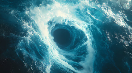 Wall Mural - Mesmerizing aqua swirls fluid blue waves in hypnotic motion evoking ocean depths and celestial nebulae abstract interplay of light and shadow organic patterns in constant flux. Flux. Illustration