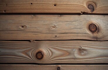 Aufkleber - Weathered wood planks show horizontal grain, knots. Natural wood texture looks rustic. Wooden surface aged, shows signs of use. Photo captures rich tones, beauty of raw wood. Wooden planks close up