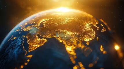 Poster - Global Trade Connectivity and Finance Network on Digital Earth Globe with Sunrise