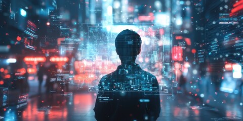 Poster - Visualize a person mapping out a digital roadmap to achieve strategic goals in digital transformation