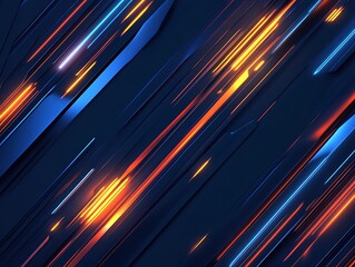 Aufkleber - Abstract Digital Background with Dynamic Blue and Orange Light Streaks for Technology Themes : Generative AI