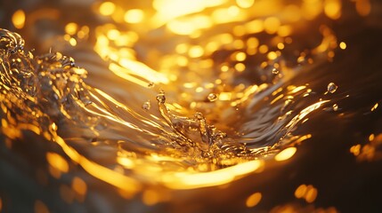 Aufkleber - Golden liquid splashes creating intricate patterns of light and motion : Generative AI
