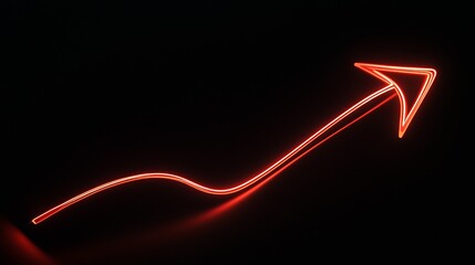 Poster - Red Neon Arrow with Classic Curved Design Symbolizing Path to Success : Generative AI