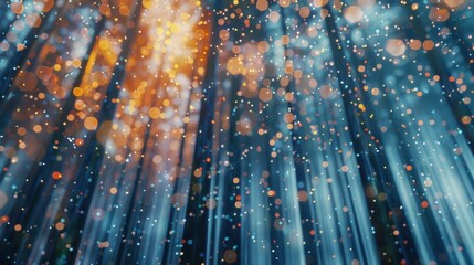 Poster - colorful bokeh lights and particles flowing through fiber optic cables, creating a mesmerizing visua
