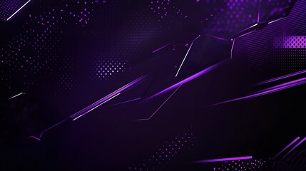 Poster - Futuristic Purple Digital Background with Geometric Patterns and Light Effects : Generative AI