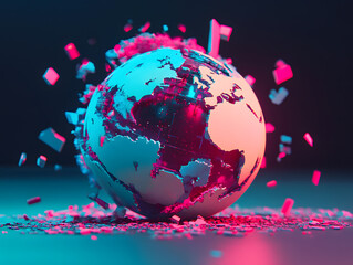 Poster - Explosive transformation of the earth digital art abstract environment vibrant colors concept of change and disruption