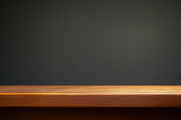 Poster - A simple wooden tabletop against a dark background.