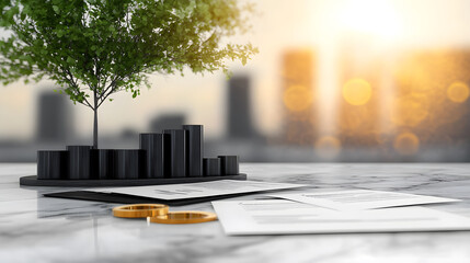 Aufkleber - Business growth strategies urban setting financial documents nature elements bright mood
