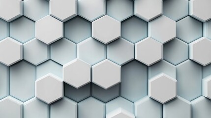 Poster - Geometric White Hexagon Background with Gradient Gray and Soft Light Minimal Wallpaper