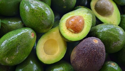 Wall Mural - Ripe avocados ready to eat.  A vibrant green and yellow delight!