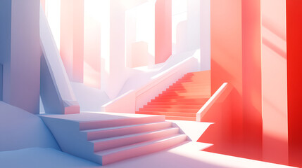 Wall Mural - Abstract Staircase Pastel Architecture Design