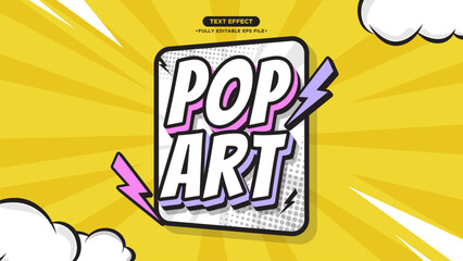 Poster - Pop Art Cartoon and Funny Vector Background and Text Effect with Halftone 