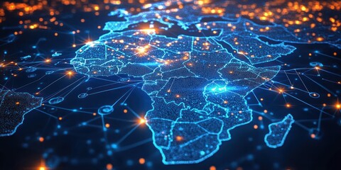 Poster - Digital Map of Africa Global Network Connectivity High Speed Data Transfer Cyber Technology
