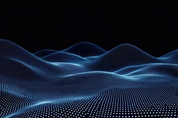 Poster - Abstract blue glowing particle landscape. Ideal for tech, AI, or data visualization projects.