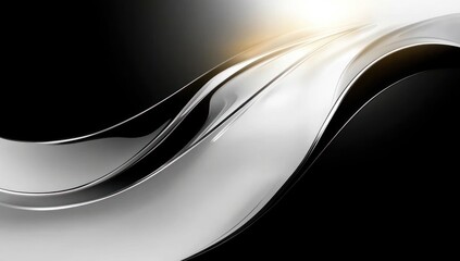 Wall Mural - Sleek Silver Black Abstract Business Background with Polished Metallic Waves and Contrast