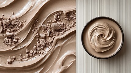 Poster - Delicate waves of rich, creamy delight blend seamlessly with crunchy chocolate bits, creating an indulgent treat perfect for any dessert lover. The intricate textures invite exploration
