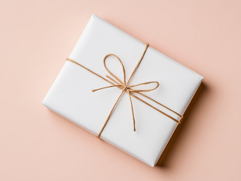 Gift boxes wrapped in paper with ribbon and bow on pink