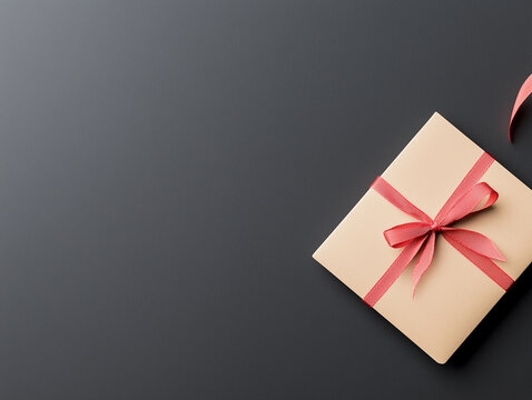 gift card wishes merry christmas background with red ribbon bow on black shiny vibrant color texture template with blank copy space