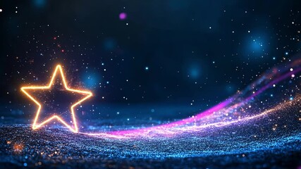 Wall Mural - glowing star in a cosmic landscape of light and sparkle