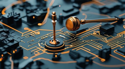 Fototapete - Navigating a digital map to a low-resolution court location interactive guide in a tech-driven environment
