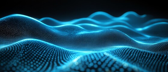 Leinwandbilder - A hightech abstract blue network with radiant points, connected by smooth lines, symbolizing digital data flow and connectivity