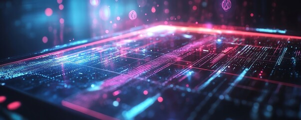 Aufkleber - A hightech tablet screen featuring a dynamic digital data visualization, with vibrant charts, graphs, and numbers against a clean, minimalist background