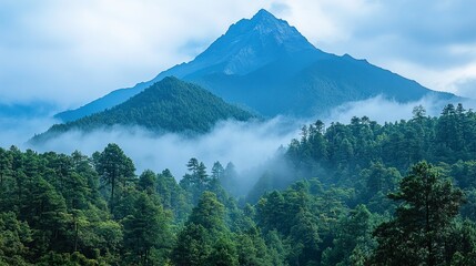 Canvas Print - Misty Mountain Majesty: A Breathtaking Landscape