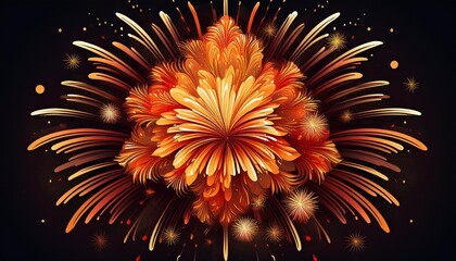 Wall Mural - fireworks on black background