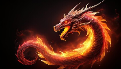 Wall Mural - dragon on black