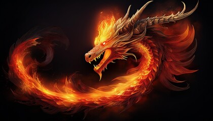 Wall Mural - fire flames on black