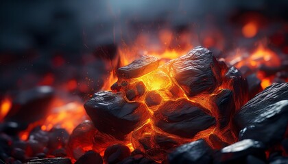 Wall Mural - fire burning in the fireplace