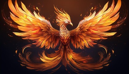 Wall Mural - fiery wings on black