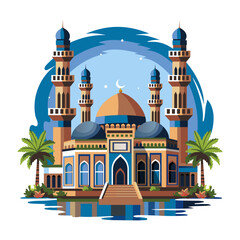 Canvas Print - A flat style illustration of an arab masjid